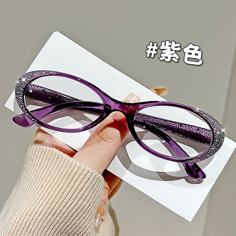 New Ladies Fashion Cat'S Eye Anti-Blue Light Reading Glasses Hd Diamond-Encrusted Luxury Elderly Reading Mirror Flat Men - Image 2